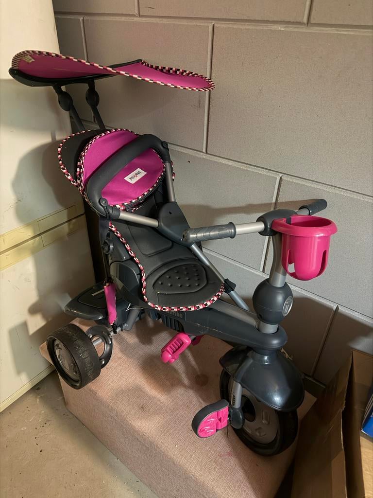 Smartrike driewieler met duwstang en zonnescherm, Fietsen en Brommers, Ophalen, Gebruikt, Duwstang