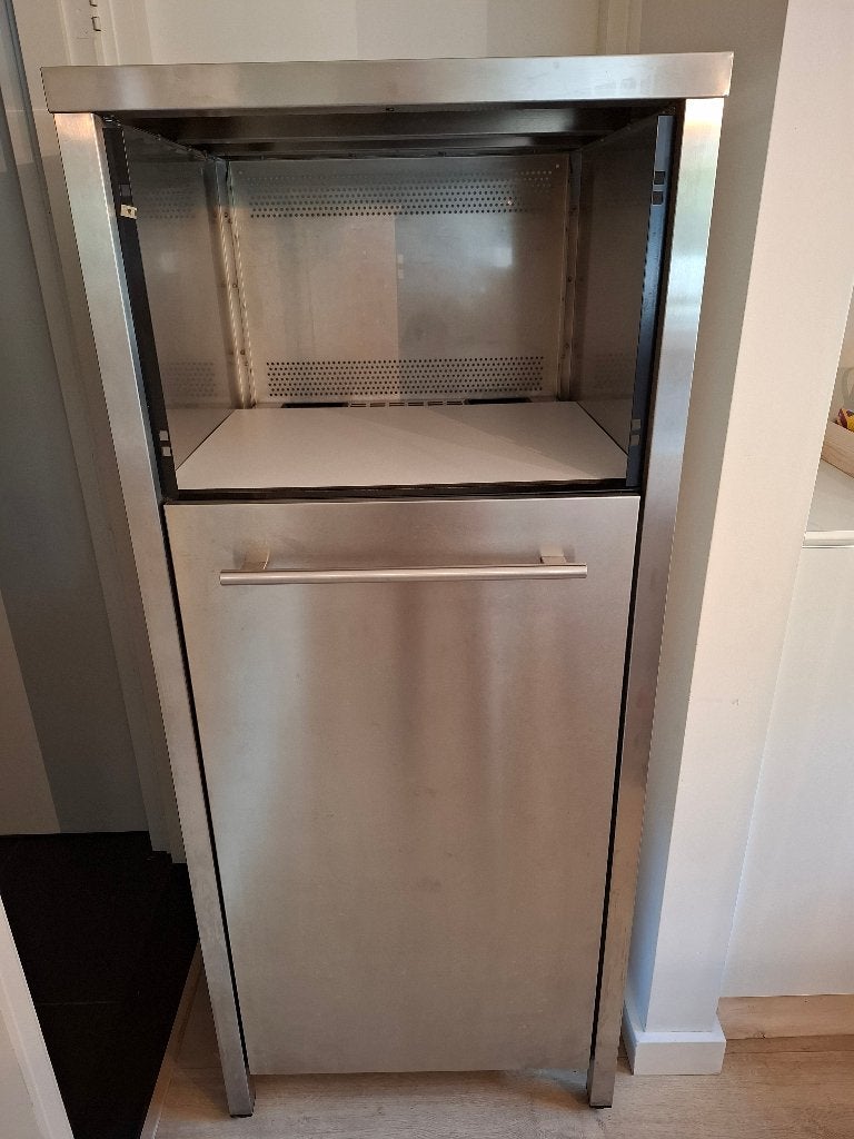Siemens RVS Kast + Siemens Inbouw Koelkast, Ophalen, 200 liter of meer, 60 cm of meer, 160 cm of meer