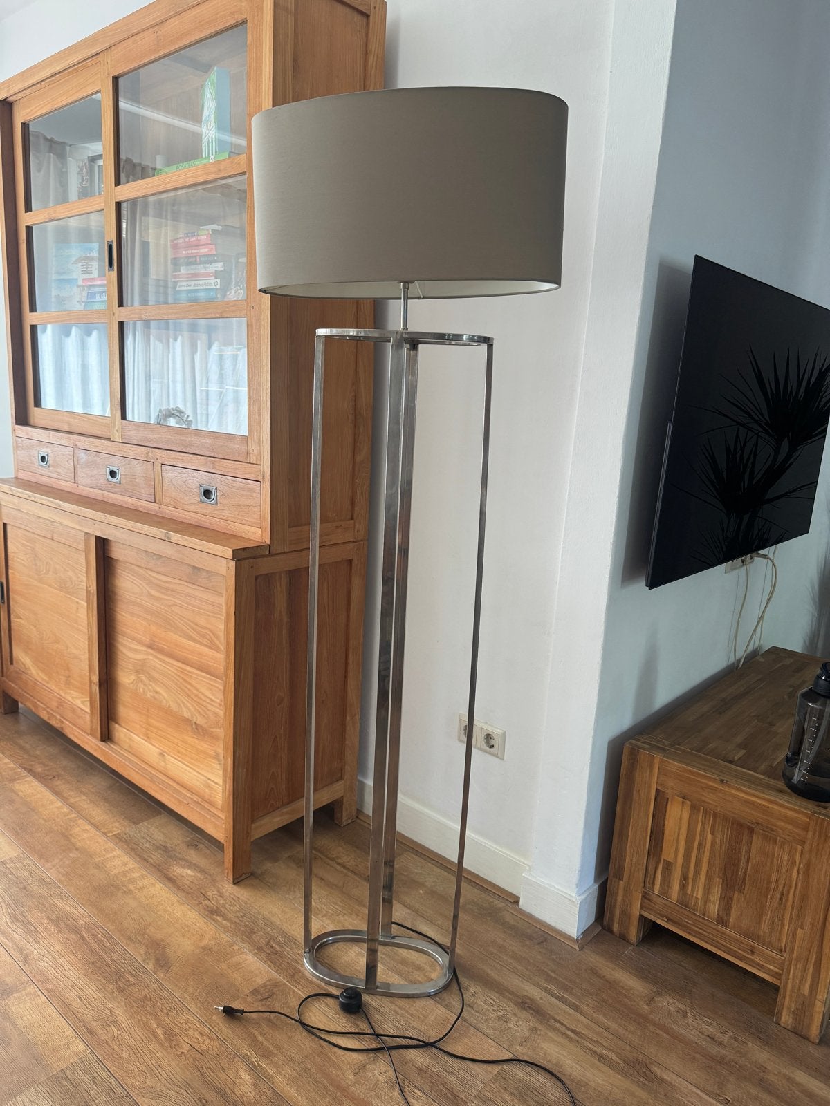 Moderne staande lamp met stoffen kap, Gebruikt, Metaal, 150 tot 200 cm, E27 (groot)