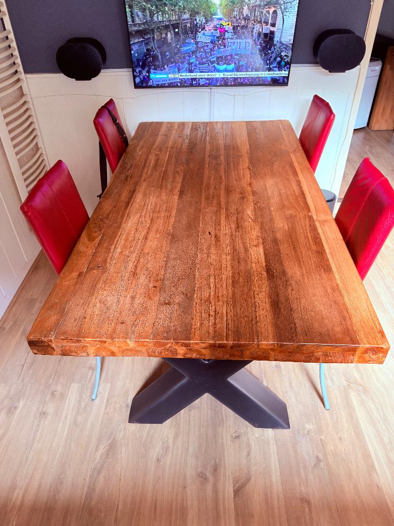 Eettafel Zwaar Massief Teak 1.90 x 1.00 x 77, Huis en Inrichting, Tafels | Eettafels, Gebruikt, 100 tot 150 cm, 150 tot 200 cm