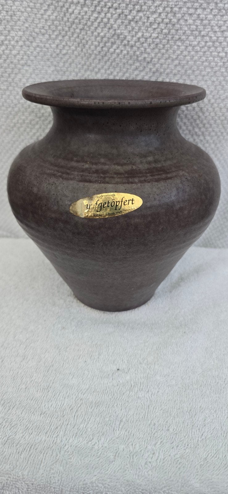 Vintage Handgedraaide Keramieken Vaas | Studio Keramiek Holl, Ophalen of Verzenden, Bruin