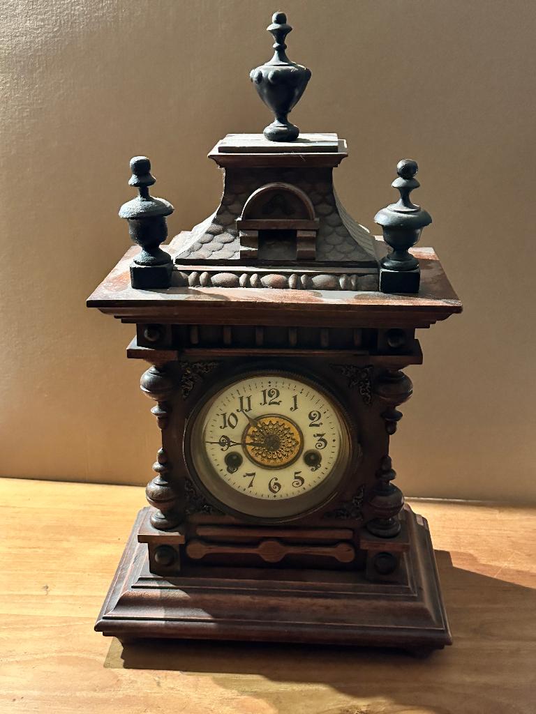 Antieke Duitse Kapelklok / Pendule – HAC / Junghans stijl, Antiek en Kunst, Ophalen