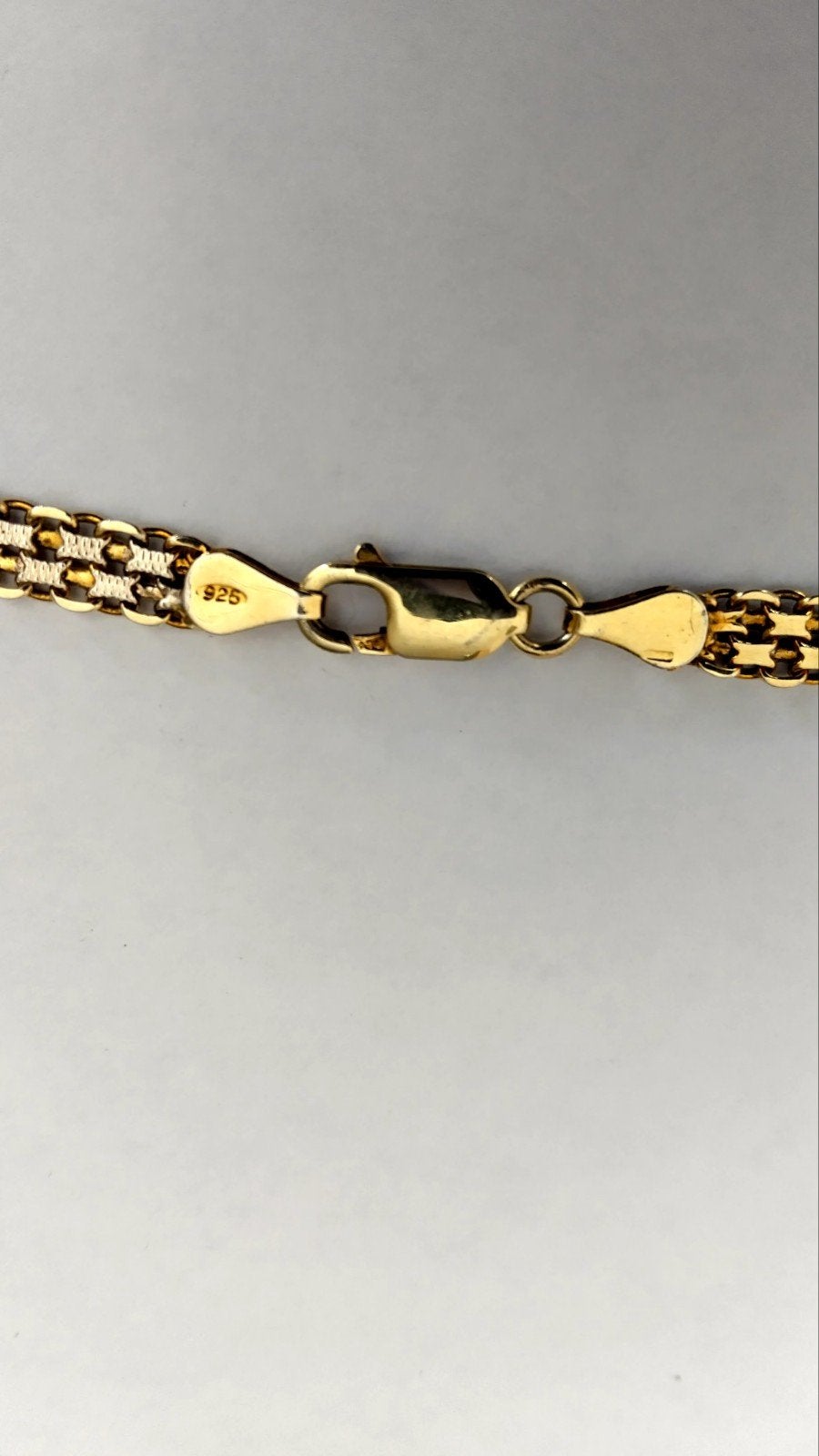 Bicolor gouden  zilver halsketting gemerkt zie foto,s, Ophalen of Verzenden, Zo goed als nieuw, Goud, Goud