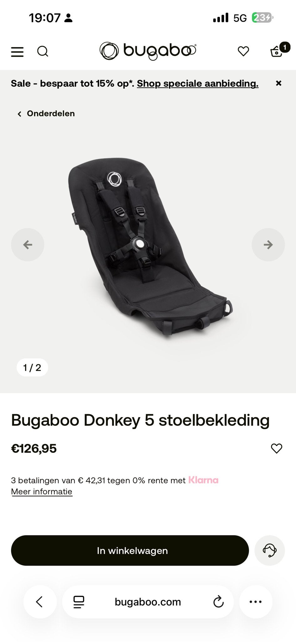 Bugaboo Donkey 5 stoelbekleding nieuw, Kinderwagen, Nieuw, Ophalen of Verzenden, Duowagen