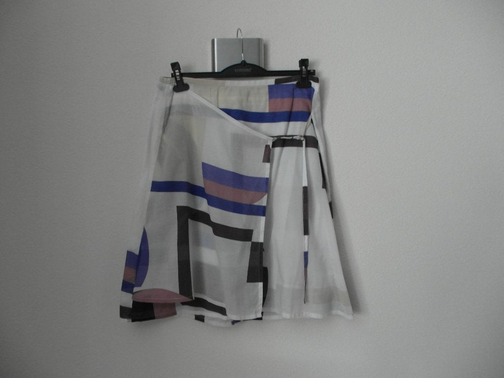 Vlotte zomerse rok Sandwich maat L kleur creme/bruin/blauw, Meerkleurig, Maat 42/44 (L), Ophalen of Verzenden, Zo goed als nieuw
