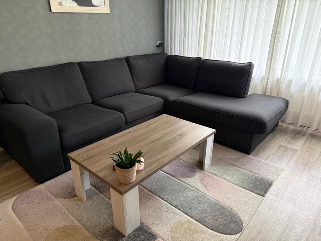 Moderne Salon Tafel - Hout met Witte Poten, 100 tot 150 cm, Zo goed als nieuw, Minder dan 50 cm, Rechthoekig
