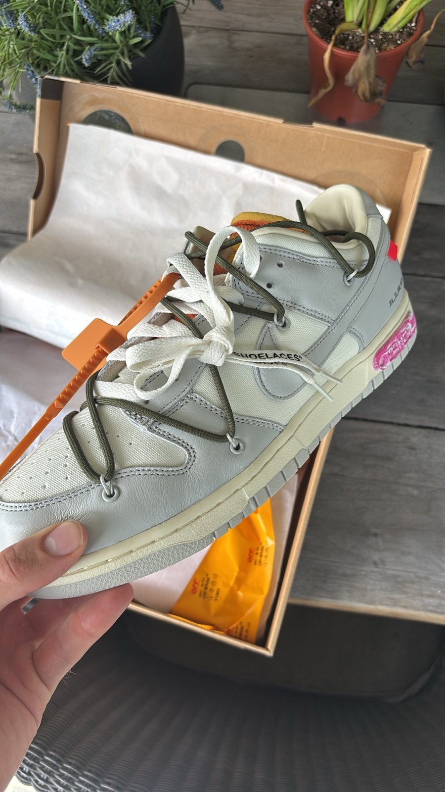 Nike Dunk Low Off White Neutral Grijs Maat 47 Nieuw, Ophalen of Verzenden, Nieuw, Grijs, Sneakers of Gympen