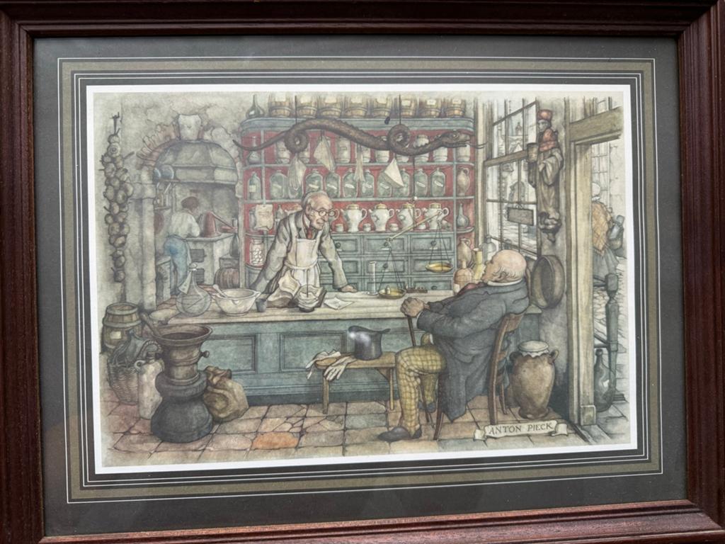 Anton Pieck - De apotheek binnen (43 x 33 cm), Ophalen of Verzenden
