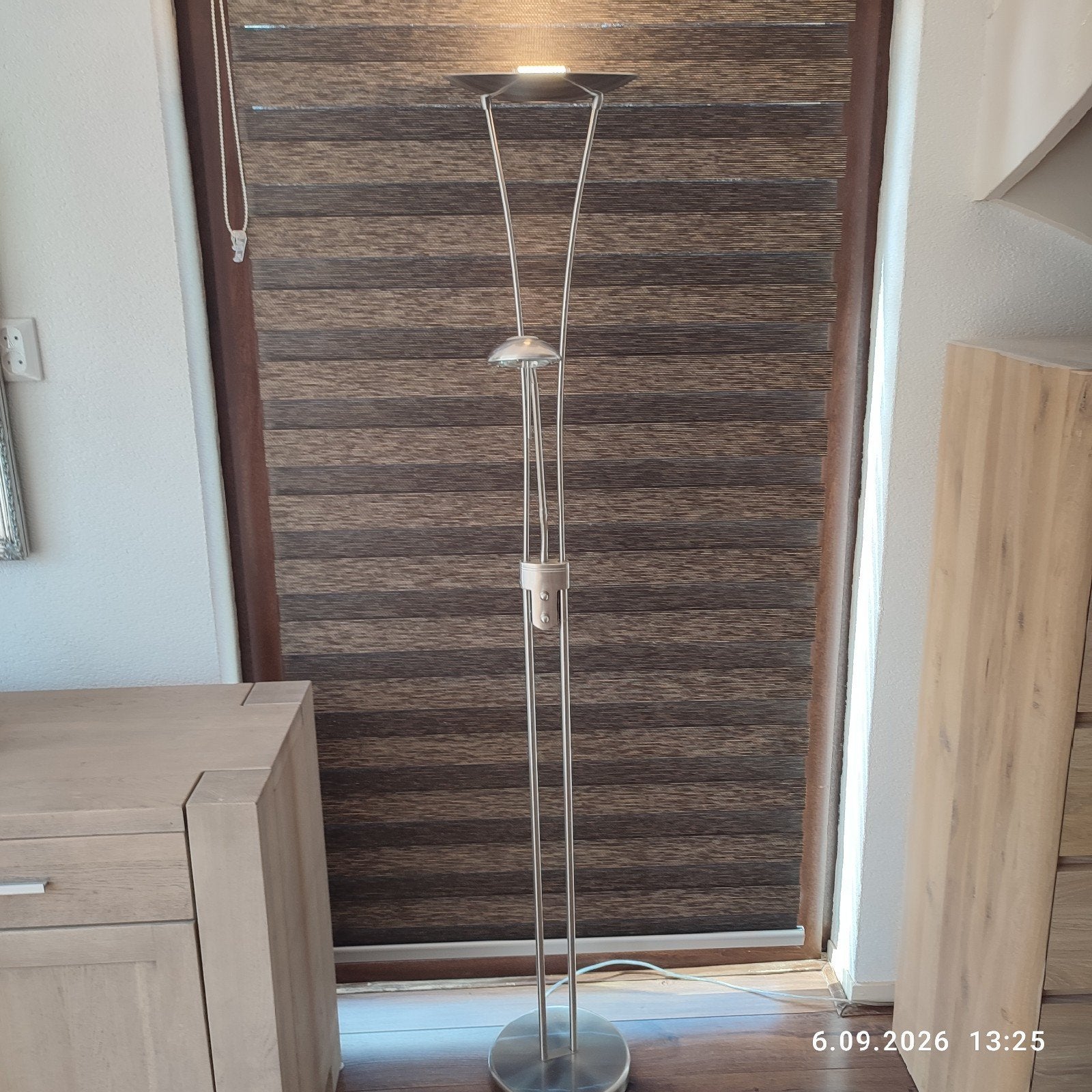 Moderne  (vloerlamp) uplighter met leeslamp 180 cm hoog, Ophalen, Metaal, 150 tot 200 cm