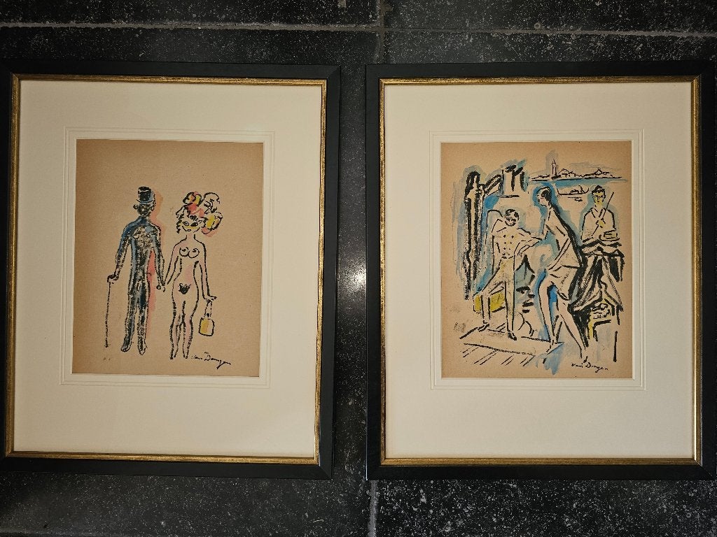 2 Werken van Kees van Dongen  Aquarel, Antiek en Kunst, Ophalen