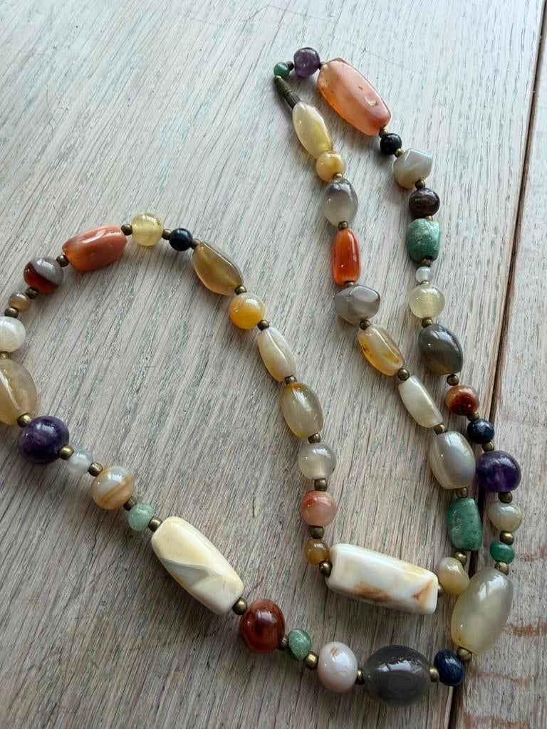 Natuurstenen ketting, Sieraden, Tassen en Uiterlijk, Kettingen, Ophalen of Verzenden, Zo goed als nieuw, Steen of Mineraal