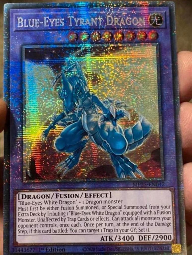 Yu-Gi-Oh! Blue Eyes Tyrant Dragon MP25 1st Starlight Rare !, Ophalen of Verzenden, Zo goed als nieuw, Losse kaart, Foil