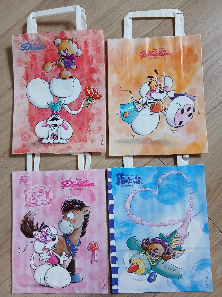 4 Diddl tasjes, Ophalen of Verzenden, Diddl, Nieuw, Papier, Kaart of Schrift