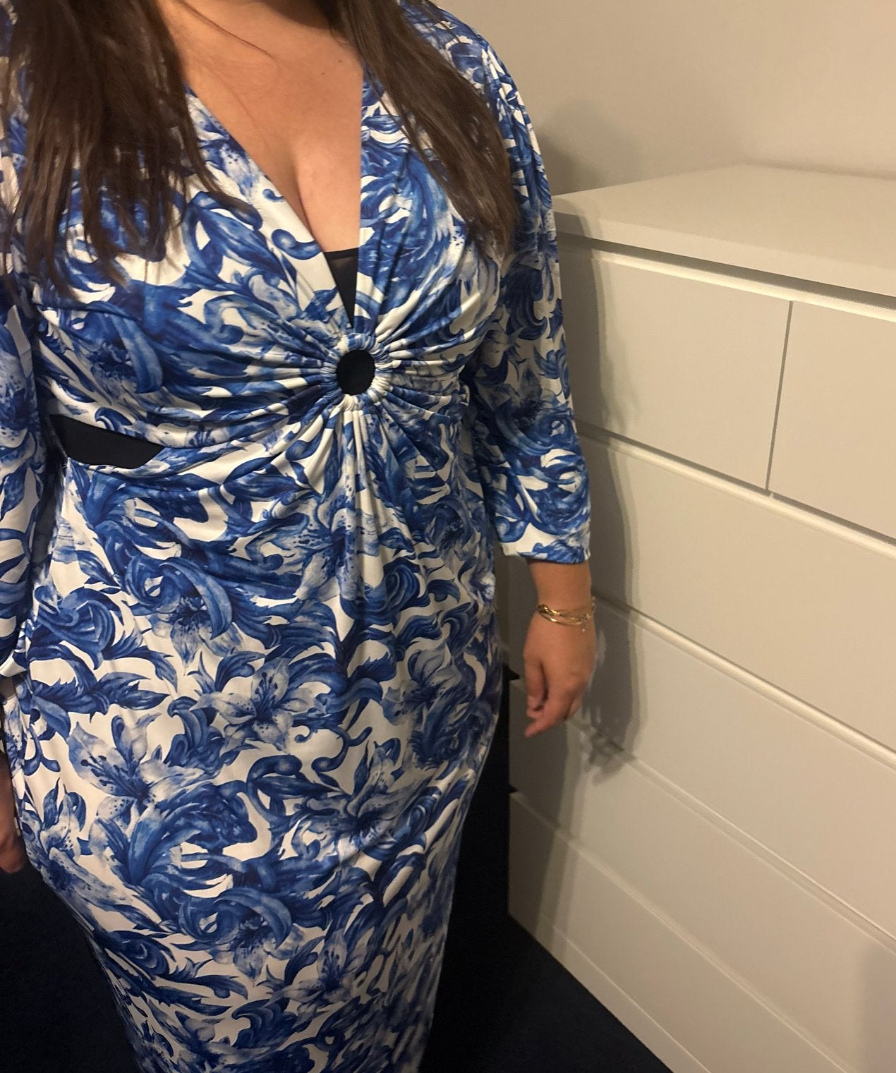 Zomerjurk Bon Prix Maat 48/50 Blauw Wit Bloemenprint, Meerkleurig, Maat 46/48 (XL) of groter, Ophalen of Verzenden, Zo goed als nieuw