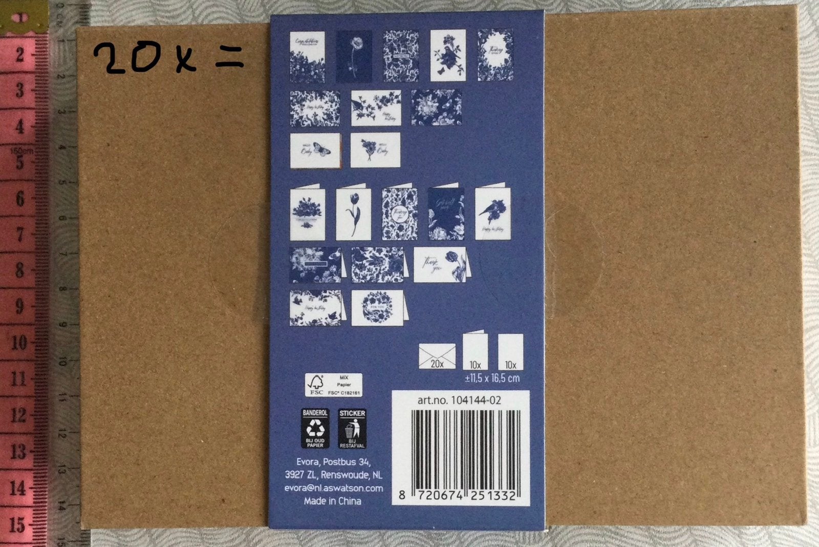20 karten in box met en zonder enveloppen nw, Diversen, Wenskaarten, Ophalen of Verzenden, Nieuw