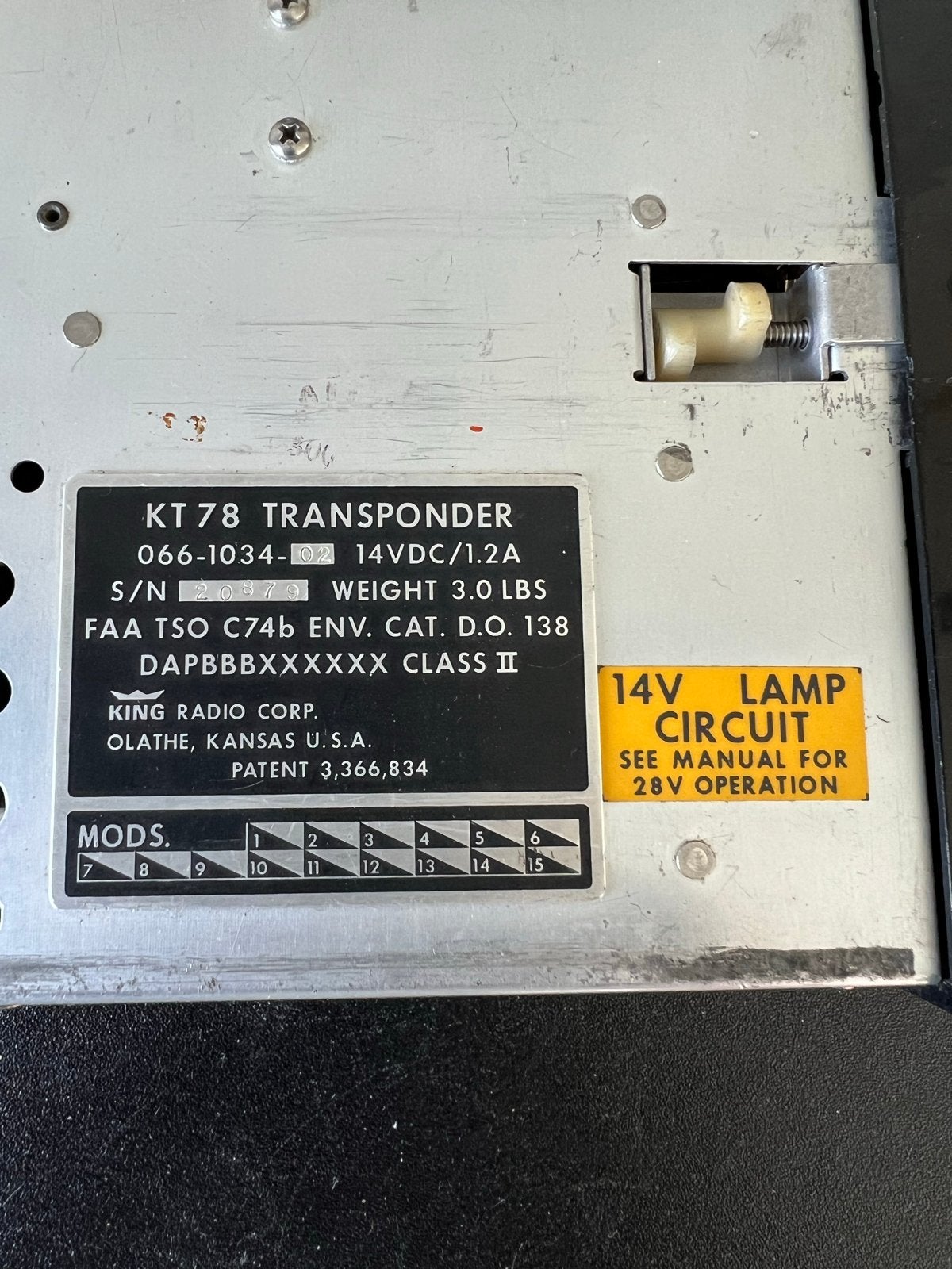 King KT 78 Transponder, Ophalen, Gebruikt