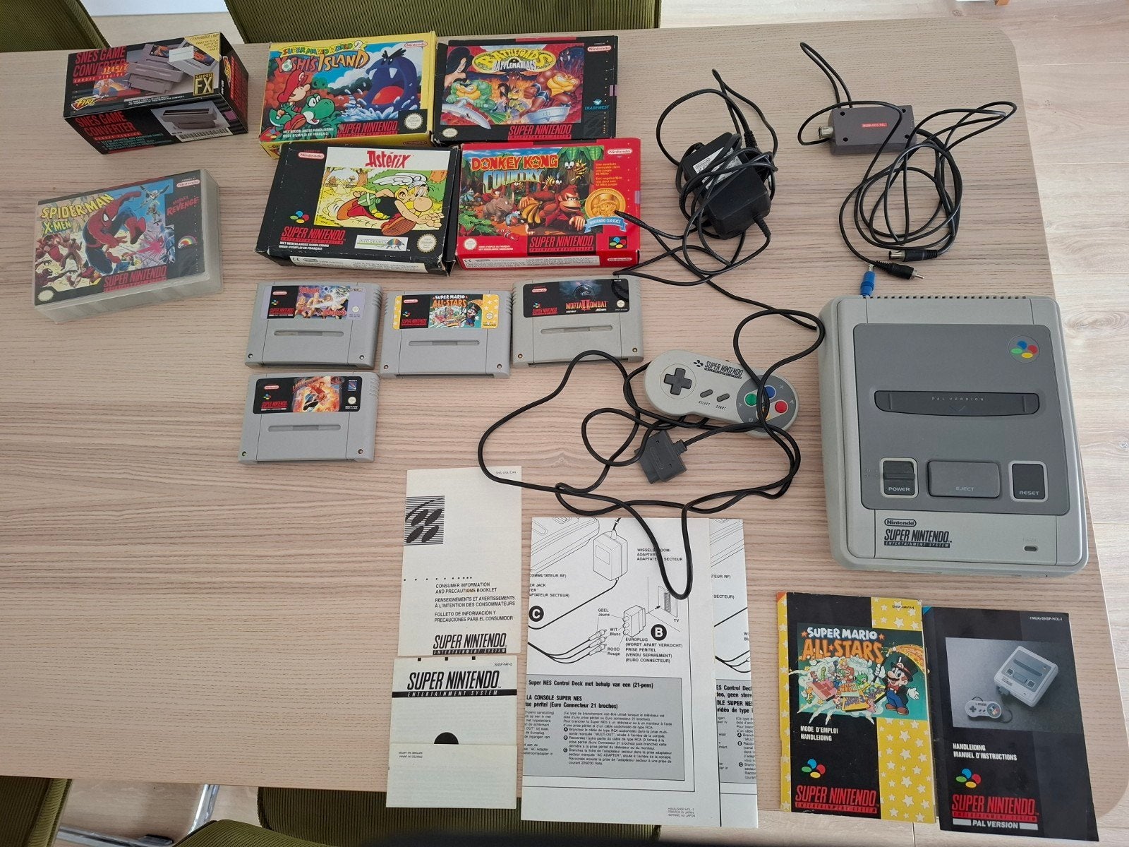 Super Nintendo SNES Console met games en converter, Verzenden, Gebruikt, Met 1 controller, Met games