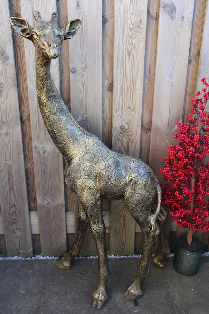 Giraf beeld goud 120 cm | tuinbeeld & woondecoratie, Dierenbeeld, Kunststof, -, -