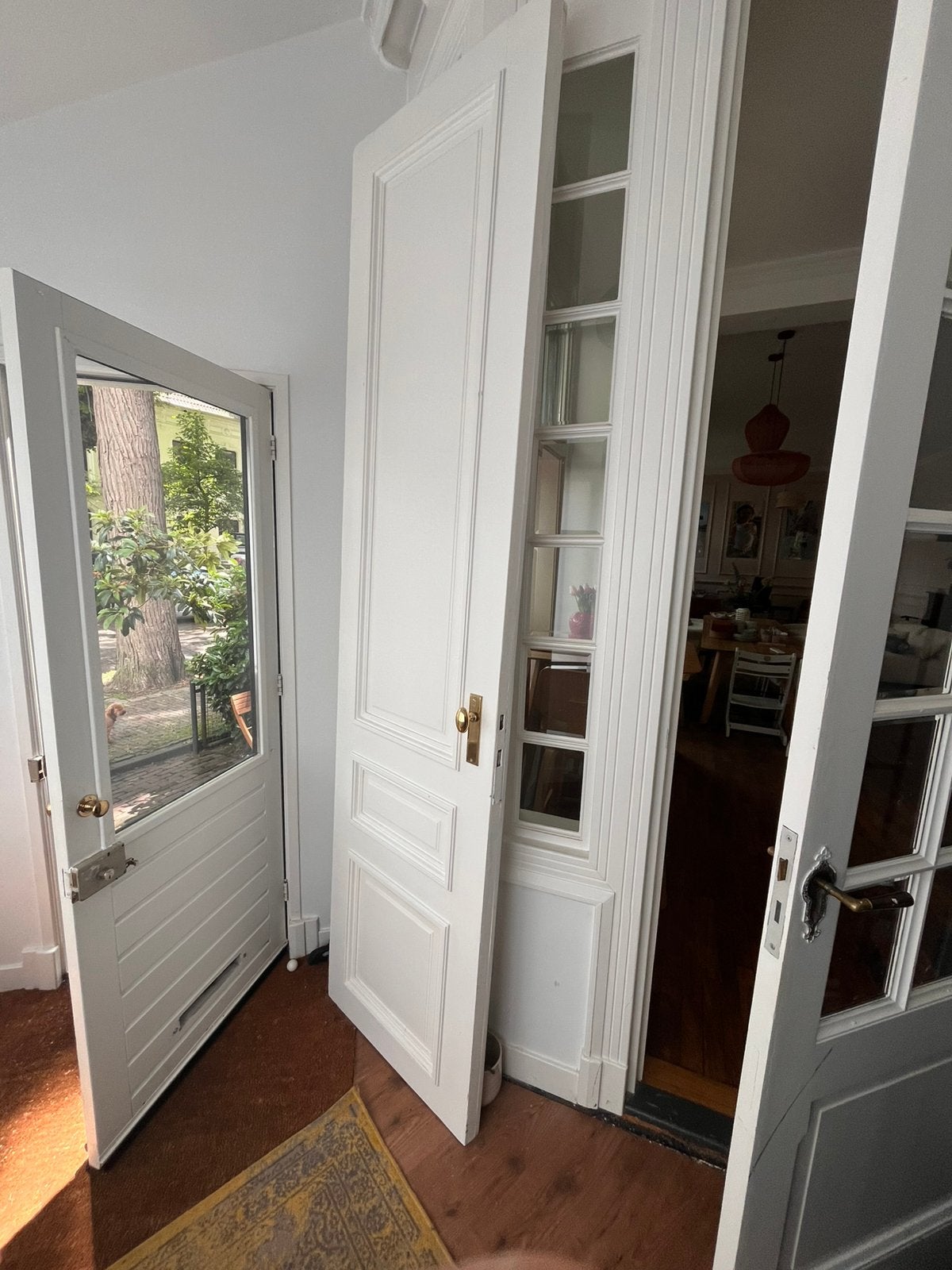 Oude Franse kasteeldeur in RAL9010 met grondpin 70x276, Doe-het-zelf en Verbouw, Deuren en Horren, Ophalen, Gebruikt, Minder dan 80 cm