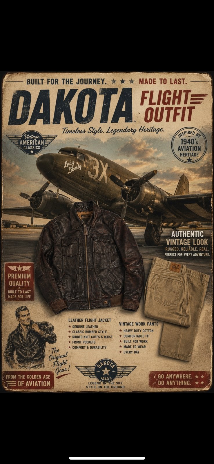 Leren Flight Jacket Avirex Chino+Pilot Vintage Set M/L, Ophalen of Verzenden, Zo goed als nieuw