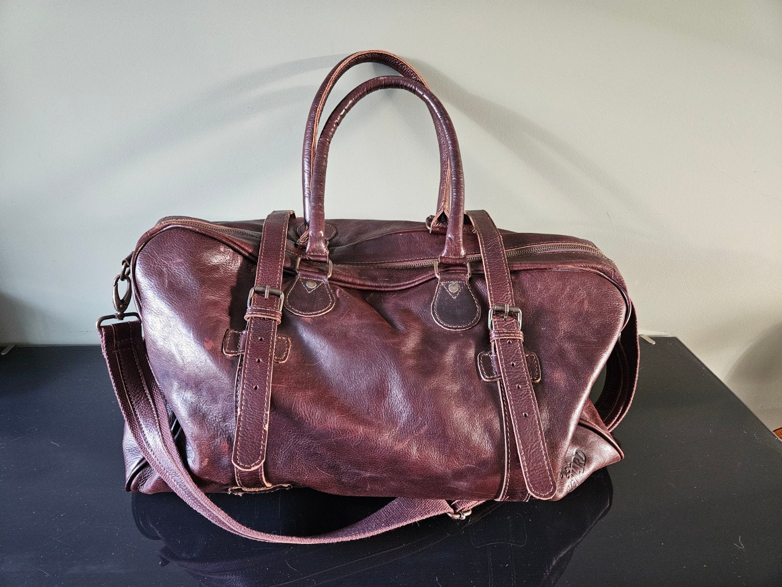 Vanguard leren reistas / weekendtas- bruin leer, Gebruikt, 20 tot 30 cm, Bruin, Ophalen of Verzenden