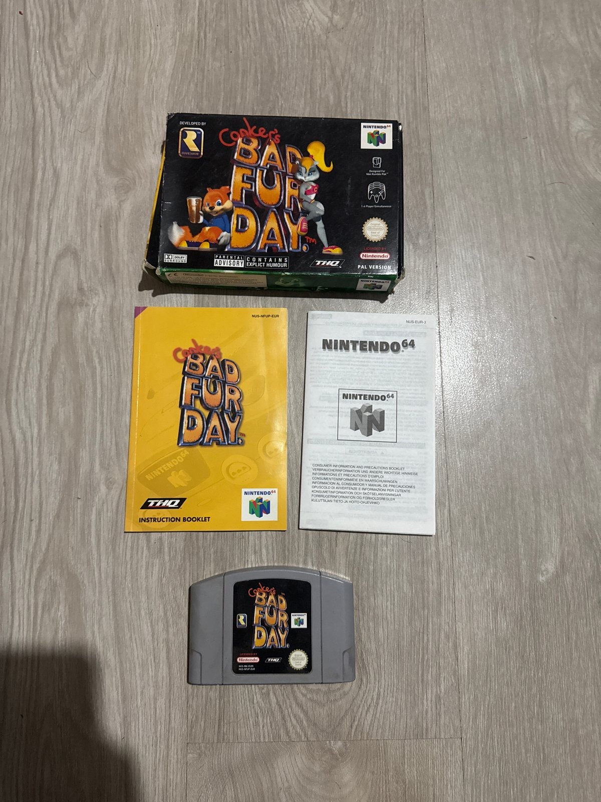 Conker's Bad Fur Day N64 Compleet in doos (CIB), Avontuur en Actie, Gebruikt, Vanaf 18 jaar, 1 speler