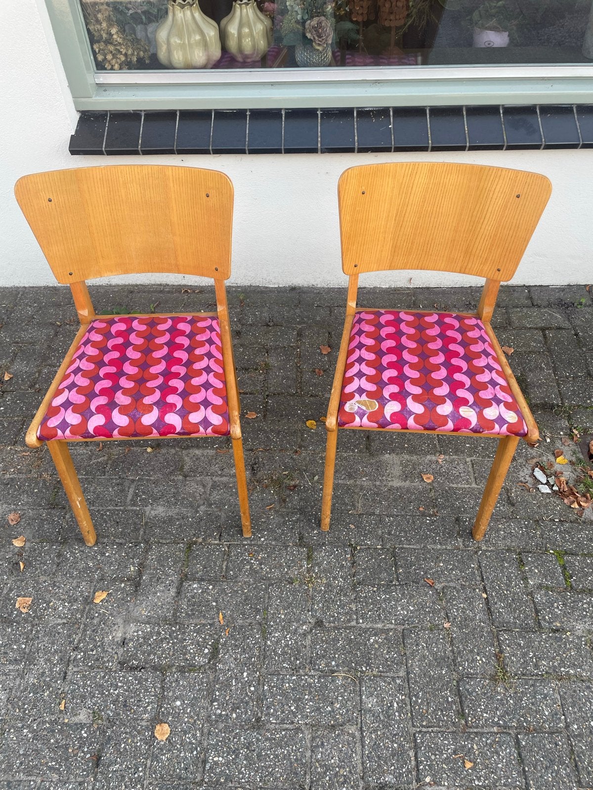 Vintage Teak Houten Stoelen, Ophalen, Gebruikt, Twee, Overige kleuren