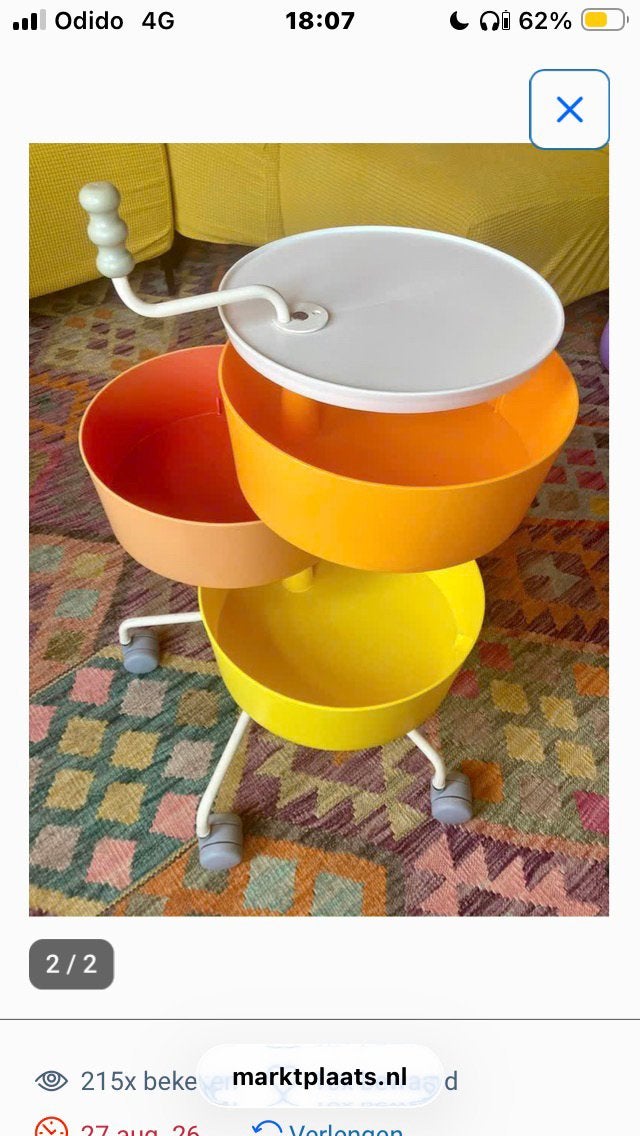 Retro design vintage trolly, Antiek en Kunst, Ophalen, 59 cm, Meerkleurig, Beweegbaar