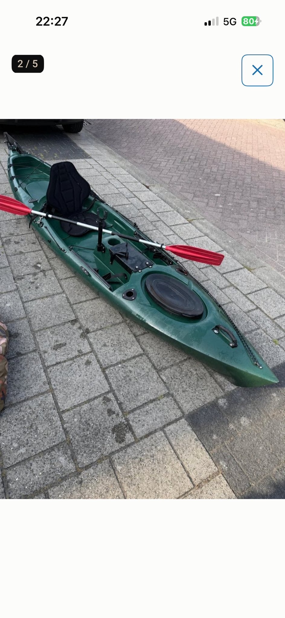 Viskajak 366 cm met peddels, stoel, Ophalen, Gebruikt, 1-persoons