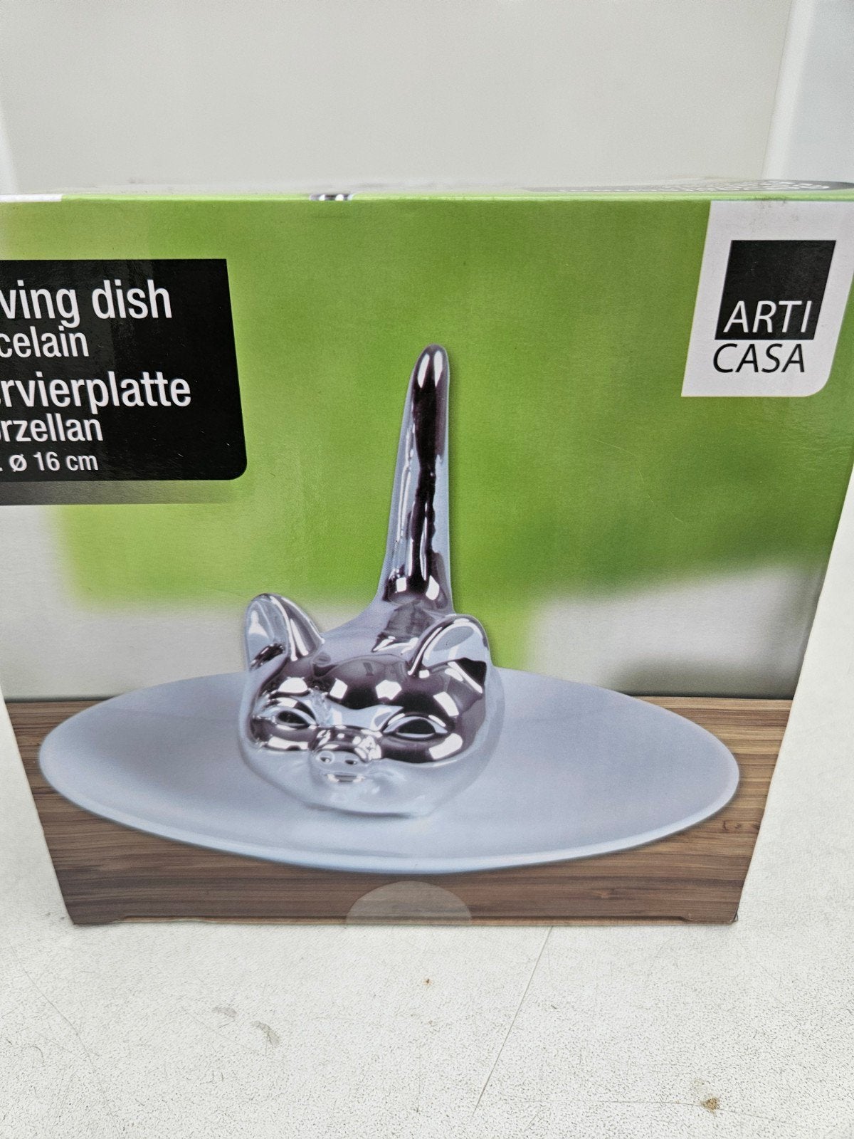 Arti Casa Serveerschaal Porselein Kat Design Ø 16 cm, Overige merken, Nieuw, Ophalen of Verzenden, Schaal of Schalen