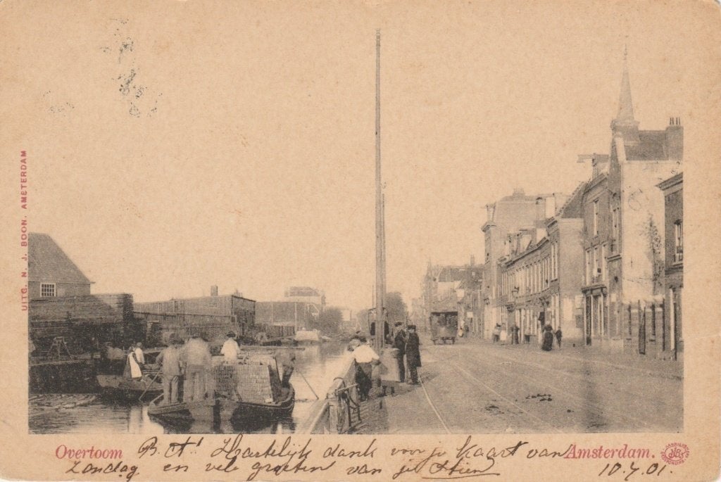 AMSTERDAM, Overtoom bij de Overtoomse Sluis, 1901, Ophalen of Verzenden, Voor 1920, Gelopen, Noord-Holland