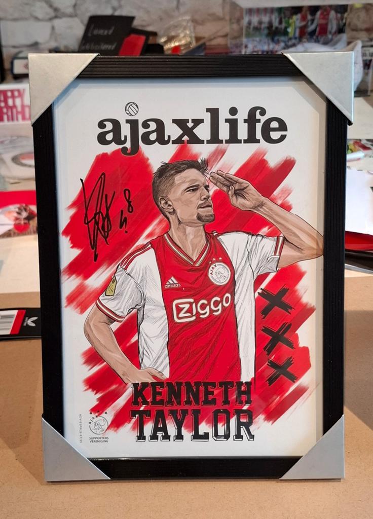 Ajax Taylor gesigneerde poster in lijst, Ophalen of Verzenden, Zo goed als nieuw, Ajax, Poster, Plaatje of Sticker