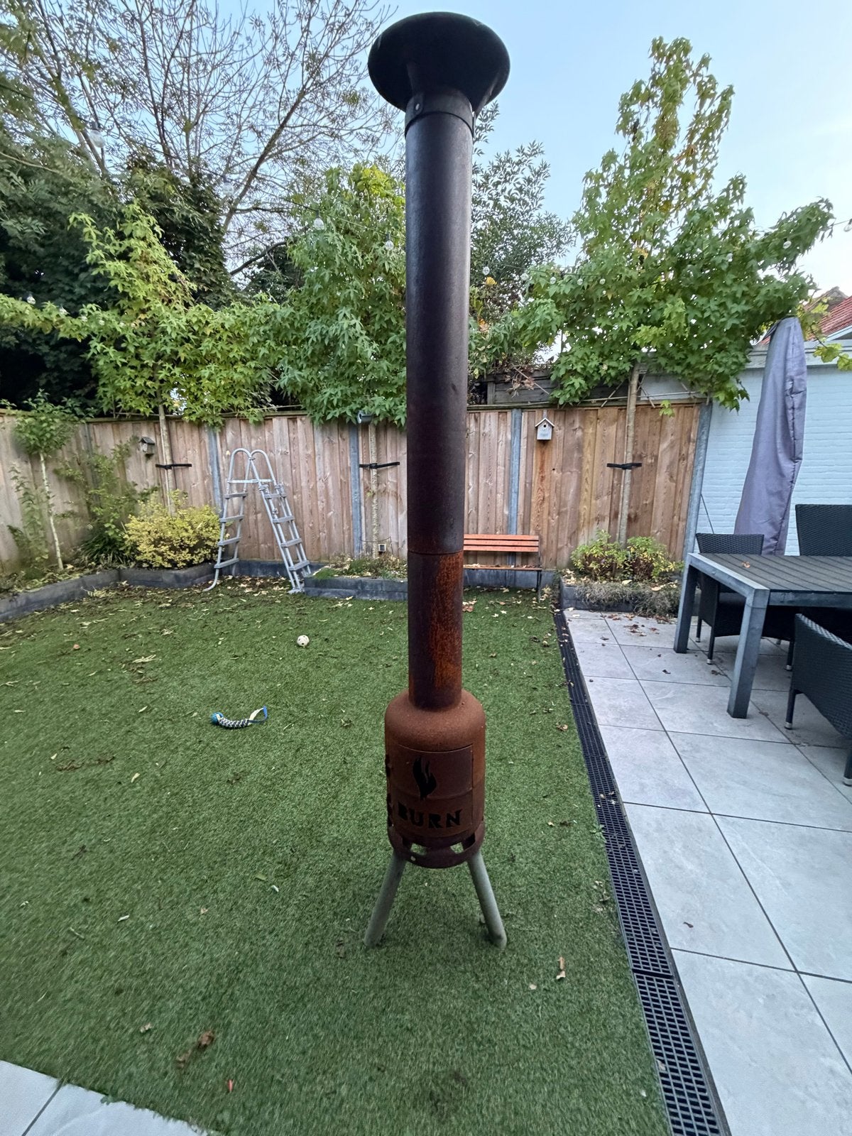 Hoge vuurton/tuinhaard met houtopslag, 230cm hoog, Ophalen, Gebruikt, Vuurton