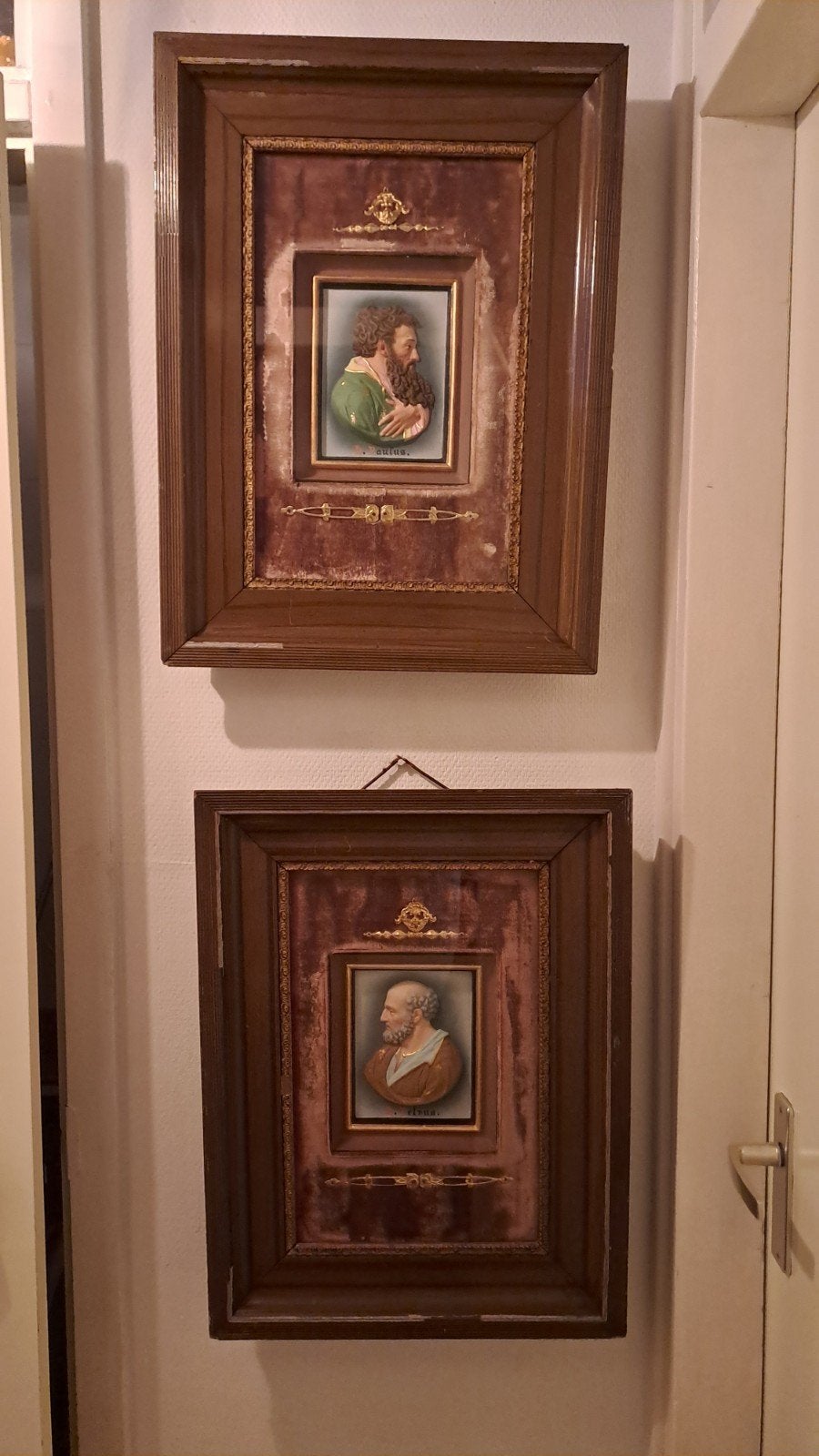 Antieke lijsten met Paulus en Petrus reliëfs, Antiek en Kunst, Ophalen of Verzenden
