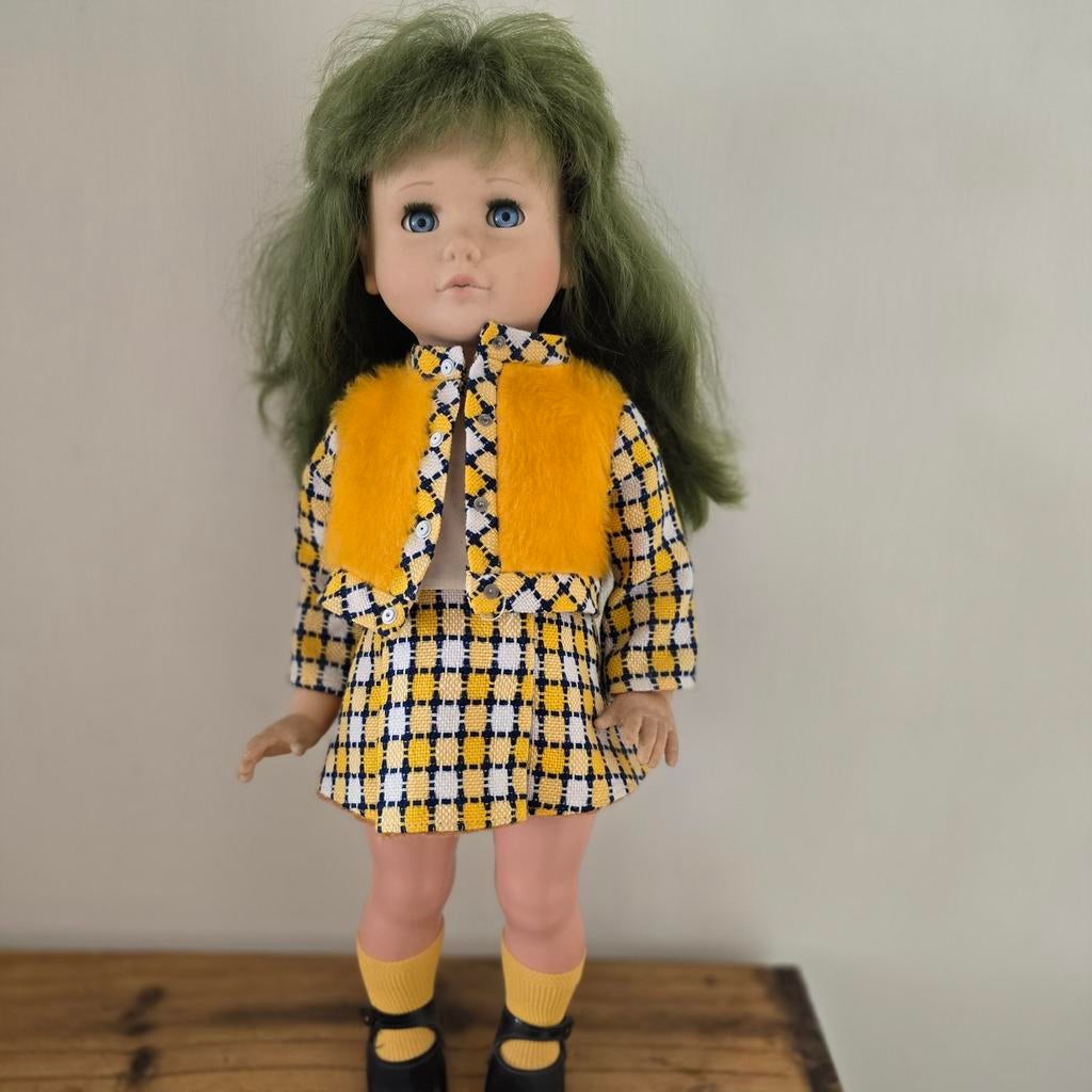 Schildpadpop 50 cm - Originele jaren '60 kleding, Verzamelen, Poppen, Gebruikt, Overige typen, Ophalen of Verzenden
