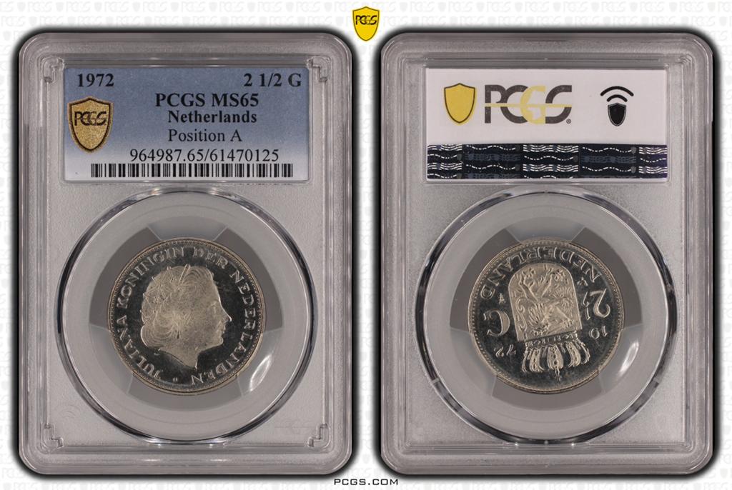 2½ Gulden 1972 - (Sch. 1116) - POS A - PCGS MS65, Postzegels en Munten, Ophalen of Verzenden, Koningin Juliana, 2½ gulden