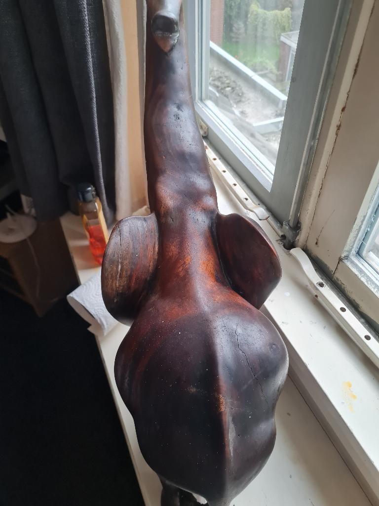 Houtsnijwerk olifant, Antiek en Kunst, Ophalen, Houtsnijwerk, Zoogdier, 20 - 50 cm