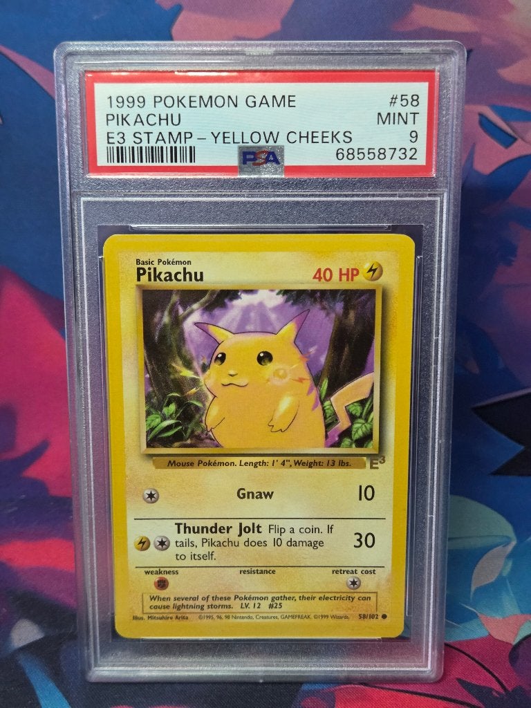 PSA 9 Pikachu E3 Stamp – Yellow Cheeks – 1999, Ophalen of Verzenden