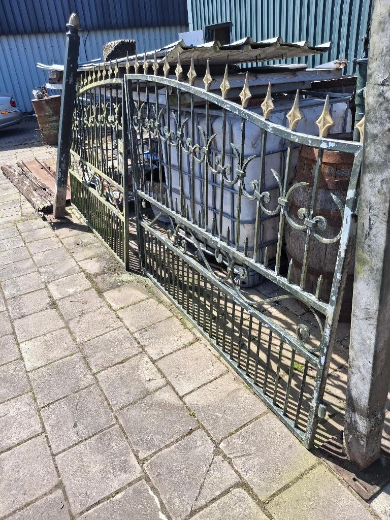 poort 2 delig met palen, gegalvaniseerd, zie omschr.-foto's, Ophalen, Zo goed als nieuw, Sierhekwerk, Overige materialen