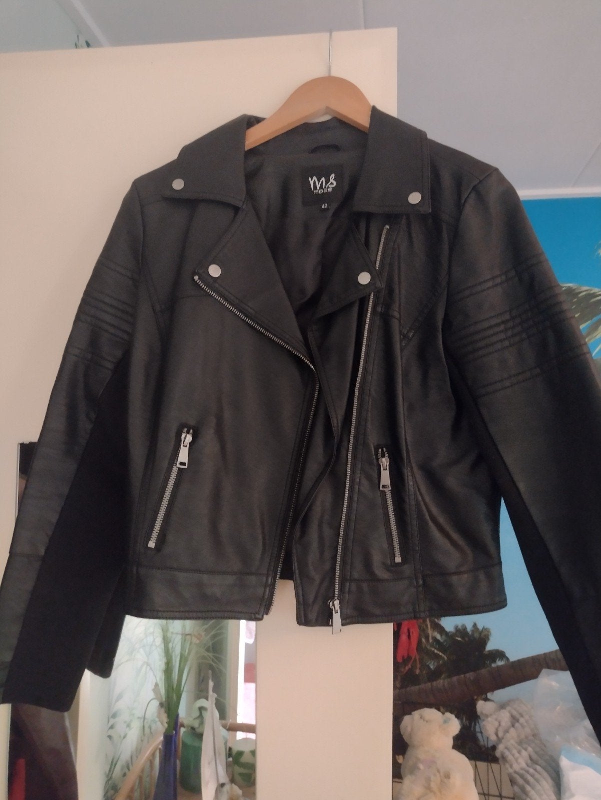 stoere Biker jack, Ophalen of Verzenden, Zo goed als nieuw, Maat 42/44 (L), Zwart