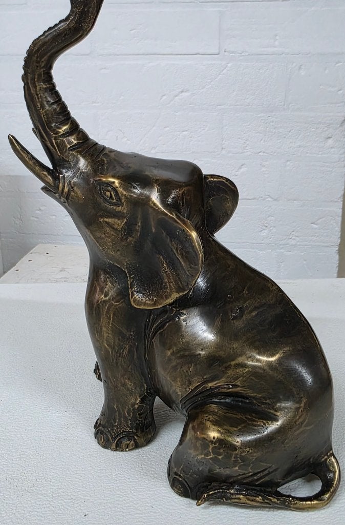 BRONZEN OLIFANT/ DIERENBEELD / 26 cm hoog, Ophalen of Verzenden, Wild dier, Beeldje of Figuurtje