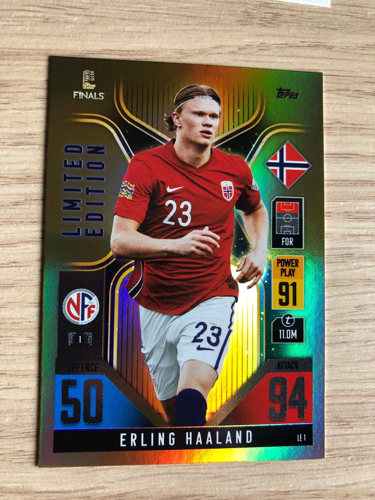 Topps Match Attax Nations League Erling Haaland Limited, Ophalen of Verzenden, Zo goed als nieuw, Buitenlandse clubs, Spelerskaart