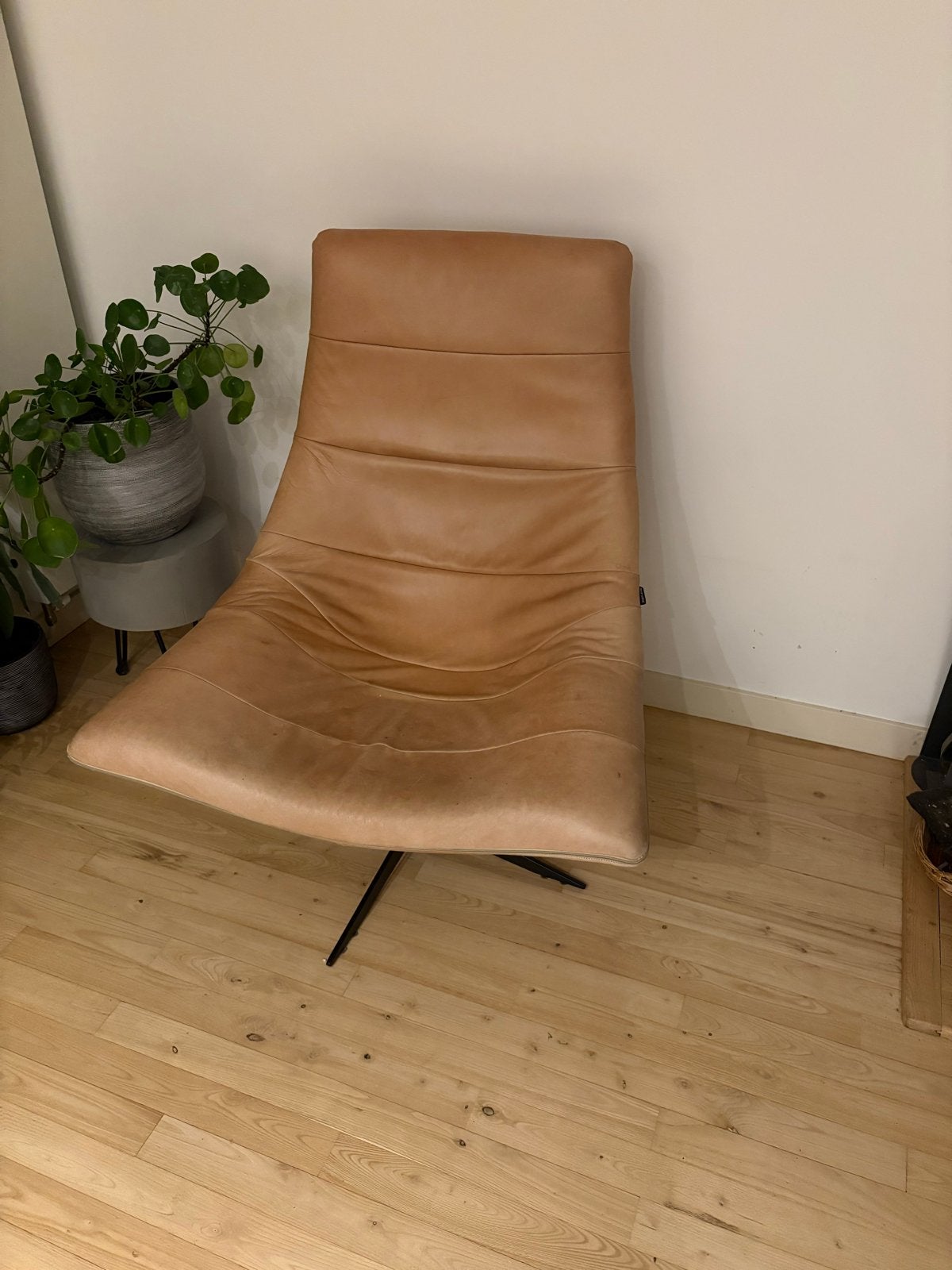 Cognac Leren Fauteuil van Bodilson, Ophalen, Zo goed als nieuw, Leer, 75 tot 100 cm