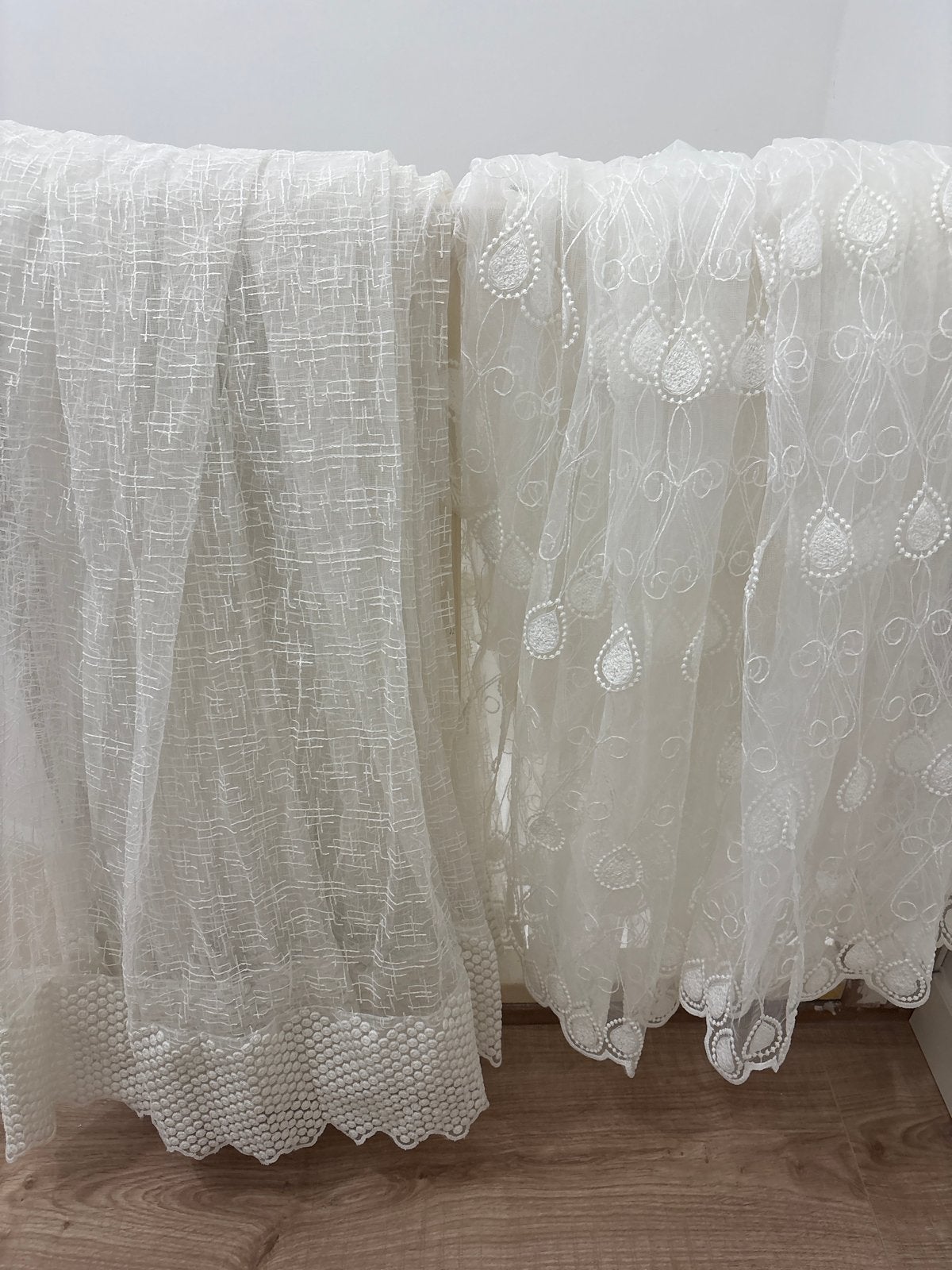 Set van 11 Witte Vitrage Gordijnen met Patroon, Ophalen, Vitrage, Overige merken, Wit