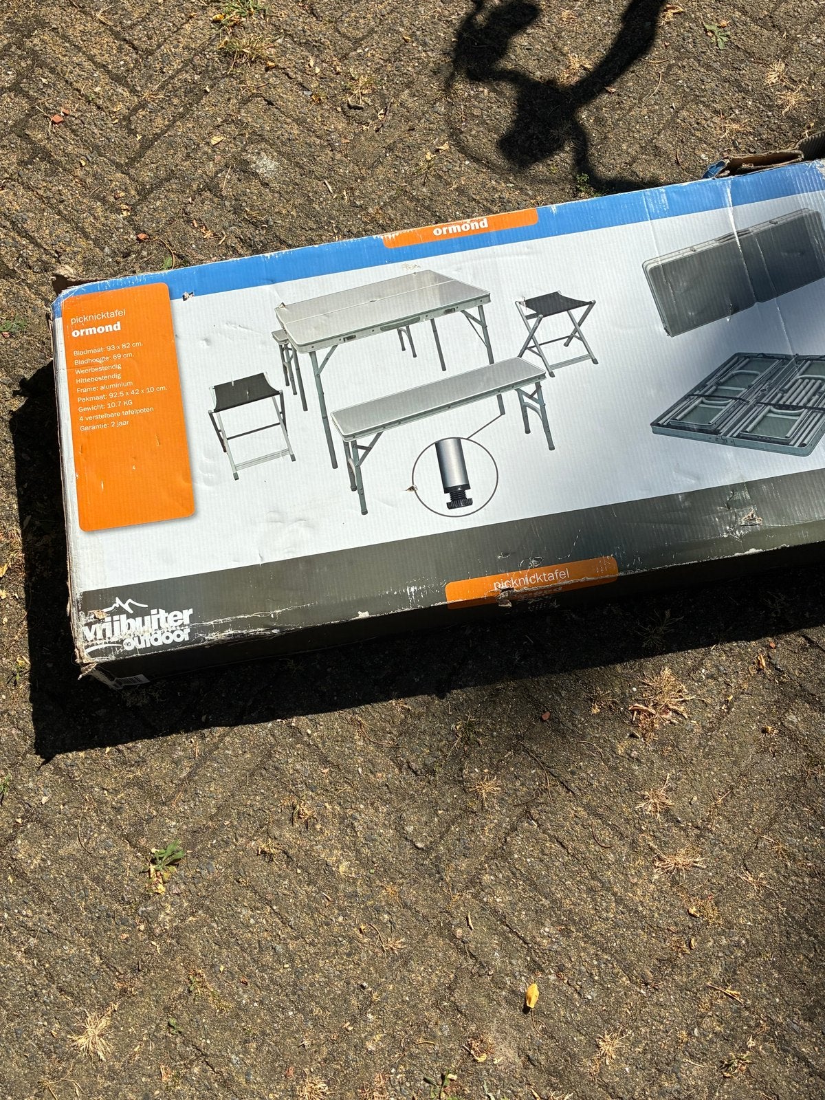 Ormond Picknicktafel - Aluminium, Inklapbaar, lichtgewicht, Tuin en Terras, Picknicktafels, Ophalen, Gebruikt, Aluminium, Inklapbaar