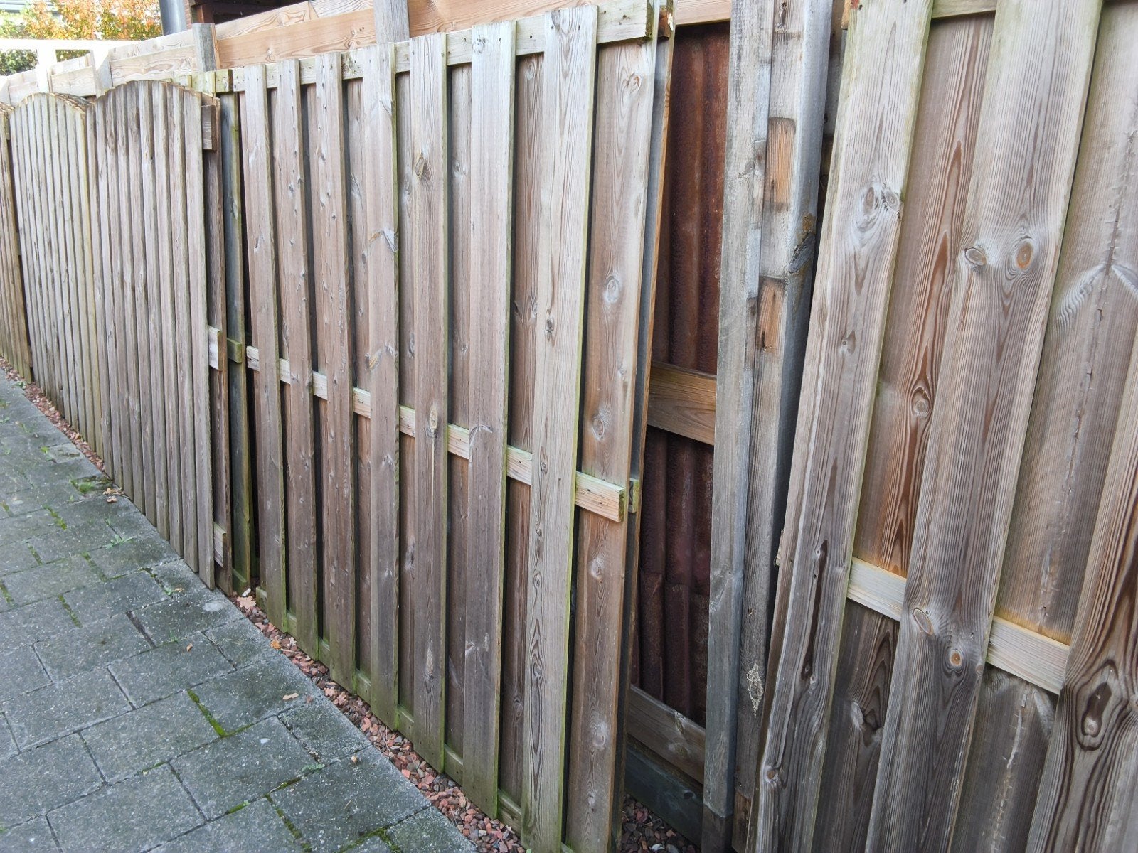 Houten geimpregneerde schuttingdelen en poort/deur, Tuin en Terras, Minder dan 3 meter, Ophalen of Verzenden, Hout, 1 tot 2 meter