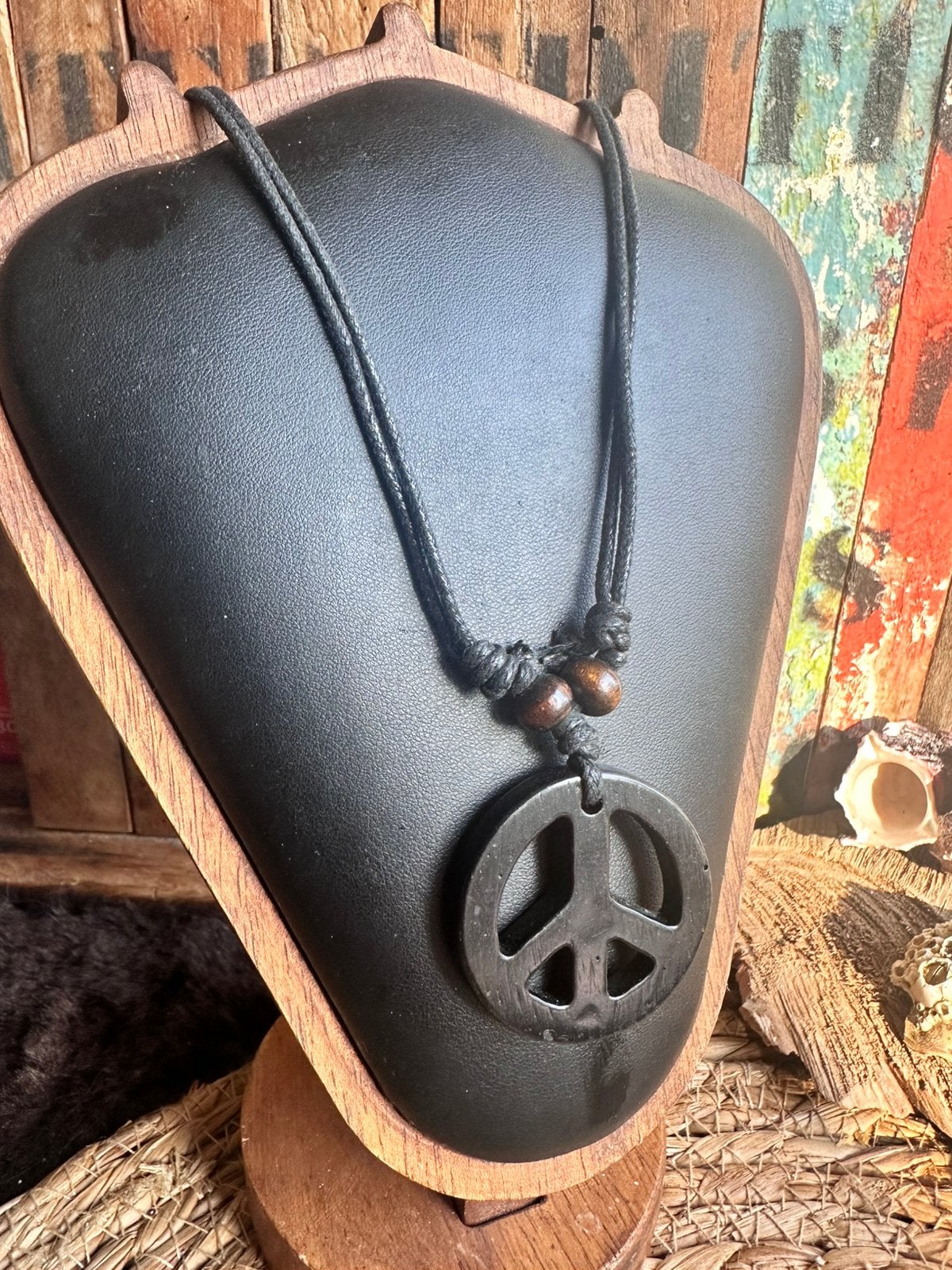 Boho statement ketting / halsketting met peace teken / nieuw, Ophalen of Verzenden, Nieuw, Overige materialen, Verstelbaar