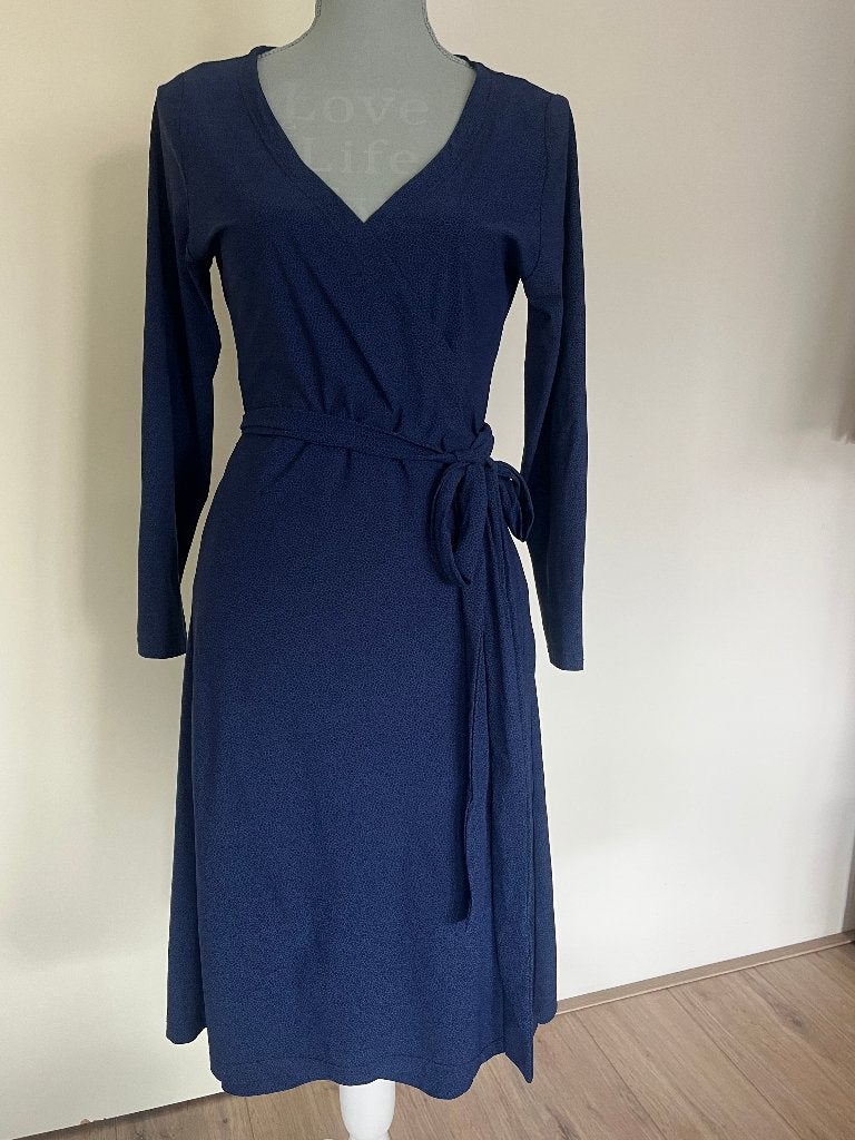 Wikkeljurk van travelstof - Rafelli, Blauw, Maat 42/44 (L), Ophalen of Verzenden, Knielengte