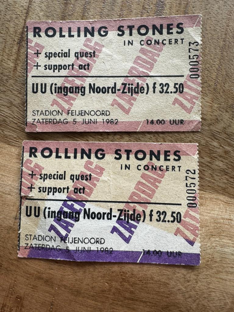 Kaartjes Rolling Stones 1982, Verzamelen, Ophalen, Foto of Kaart