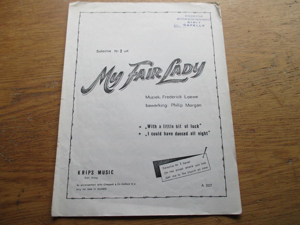 MY FAIR LADY SELCTIE 2 VOOR ACCORDEON, Gebruikt, Ophalen of Verzenden, Artiest of Componist, Populair